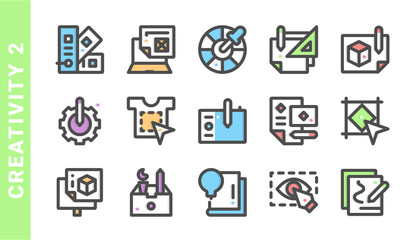 Fototapeta premium creativity 2, elements of Creativity icon set. Filled Outline Style. each made in 64x64 pixel