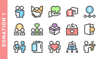 donation 1, elements of Donation and Charity icon set. Filled Outline Style. each made in 64x64 pixel