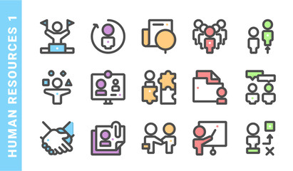 Fototapeta premium human resources 1, elements of Human Resources icon set. Filled Outline Style. each made in 64x64 pixel