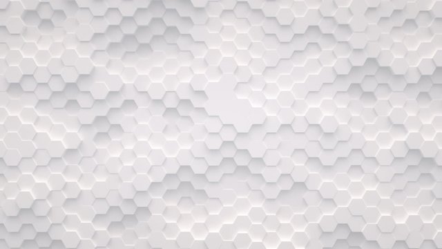Abstract motion background from random moving hexagons, seamless loop animation