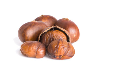 Chestnuts an isolated on white background.