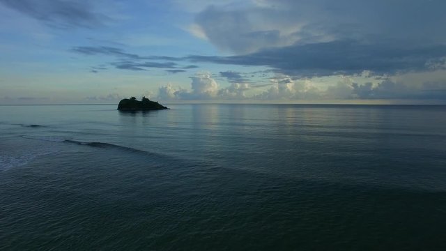 Small Tropical Island off Playa Cocles Beach Caribbean Sea Costa Rica Beach Drone Video