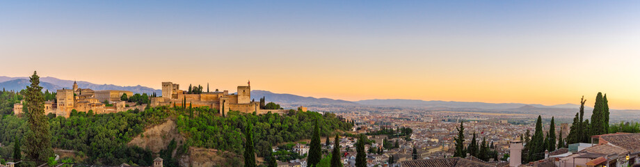 Fototapeta na wymiar The Panoramic of Alhambra palace and fortress located in Granada, Andalusia, Spain