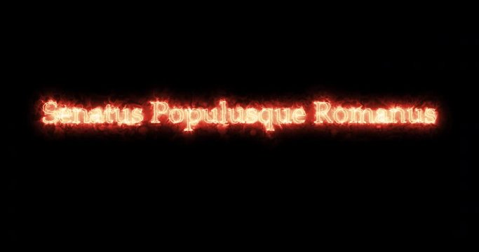 Senatus populusque romanus written with fire. Loop
