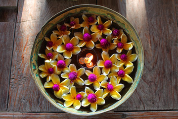 Balinese Flower Offering with Candle