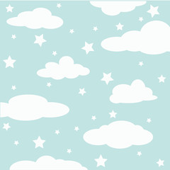 blue sky with clouds and star