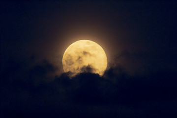 Naklejka na ściany i meble Rising moon behind clouds