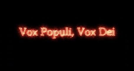 Vox populi vox dei written with fire. Loop