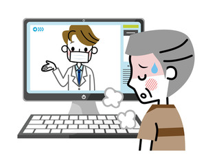 オンライン診療　シニア男性　体調不良