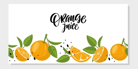 Lettering orange juice with hand-drawn oranges.