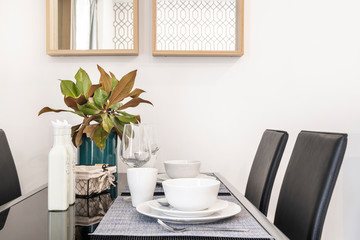 Dining table with crockery