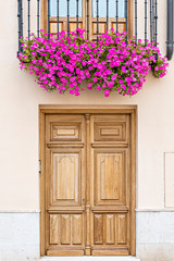 Door with pink flowers