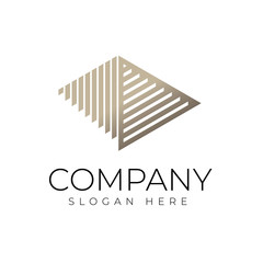 the staircase logo forms a pyramid, suitable for architectural and construction company logos