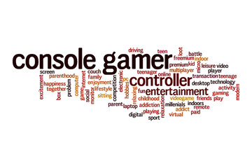 Console gamer word cloud concept