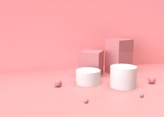 3D abstract render.Pink platform for product display interior podium place with empty for awards ceremony use for Recommend products, promote products design on pink pastel background