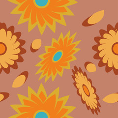 seamless pattern with flowers and leaves paisley style