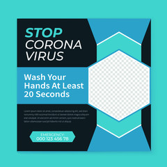 Corona-virus prevention banner for social media post and web banner template