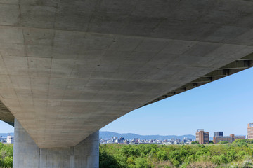 An iron bridge that crosses the Yodo River in Osaka