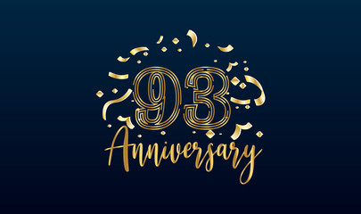 Naklejka premium Anniversary celebration background. with the 93rd number in gold and with the words golden anniversary celebration.