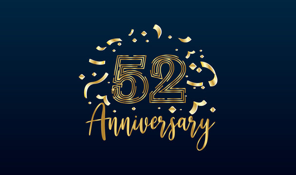 Anniversary celebration background. with the 52nd number in gold and with the words golden anniversary celebration.