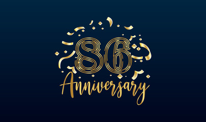 Anniversary celebration background. with the 86th number in gold and with the words golden anniversary celebration.