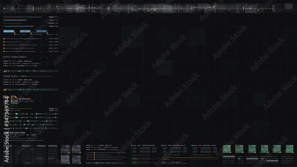 Poster Futuristic motion graphic user interface head up display blank screen template with digital data telemetry information display for graphic overlay