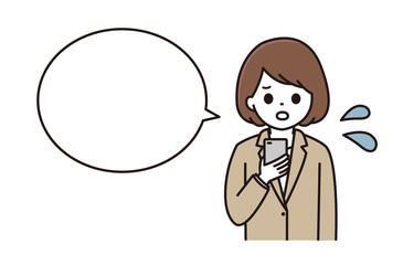 女性 スマホ スーツ 吹き出し イラスト
