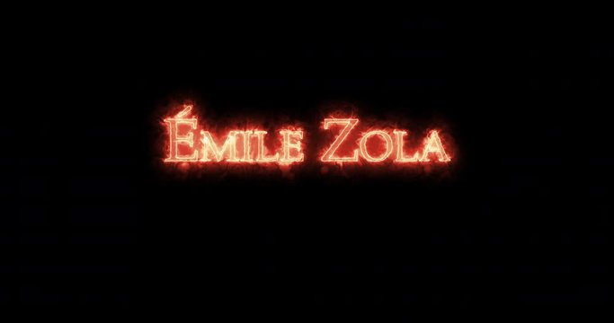 Emile Zola written with fire. Loop
