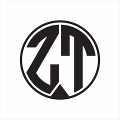 ZT Logo monogram circle with piece ribbon style on white background