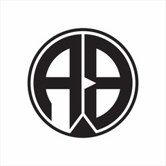 AB Logo monogram circle with piece ribbon style on white background