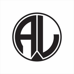 AL Logo monogram circle with piece ribbon style on white background