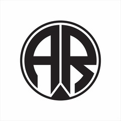 AR Logo monogram circle with piece ribbon style on white background