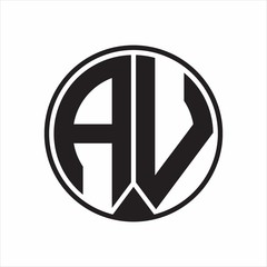 AV Logo monogram circle with piece ribbon style on white background