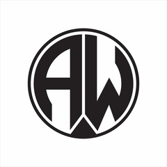 AW Logo monogram circle with piece ribbon style on white background