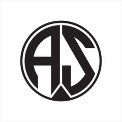 AS Logo monogram circle with piece ribbon style on white background