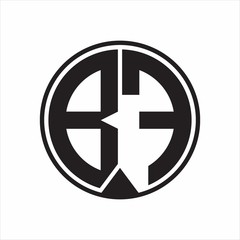 BF Logo monogram circle with piece ribbon style on white background