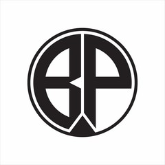 BP Logo monogram circle with piece ribbon style on white background