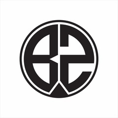 BZ Logo monogram circle with piece ribbon style on white background