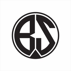 BS Logo monogram circle with piece ribbon style on white background