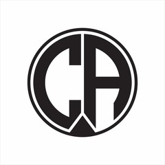 CA Logo monogram circle with piece ribbon style on white background
