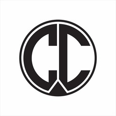 CC Logo monogram circle with piece ribbon style on white background