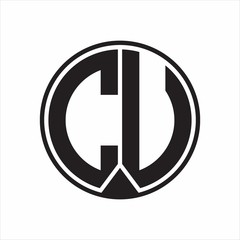 CU Logo monogram circle with piece ribbon style on white background