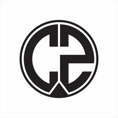 CZ Logo monogram circle with piece ribbon style on white background