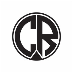 CR Logo monogram circle with piece ribbon style on white background