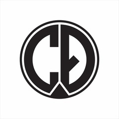 CQ Logo monogram circle with piece ribbon style on white background