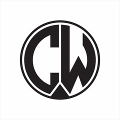 CW Logo monogram circle with piece ribbon style on white background