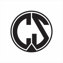 CS Logo monogram circle with piece ribbon style on white background
