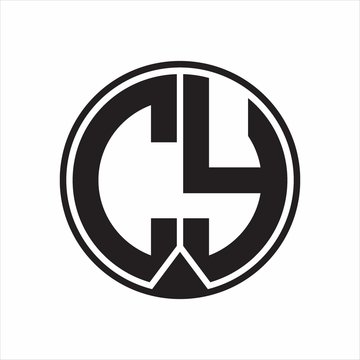 CY Logo monogram circle with piece ribbon style on white background