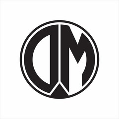 DM Logo monogram circle with piece ribbon style on white background