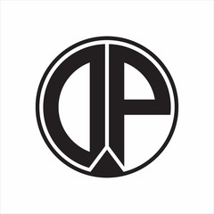 DP Logo monogram circle with piece ribbon style on white background